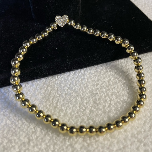 BaubleBar Jewelry - Baublebar Bracelet, New! Gold Tone Heart with Clear Stones.